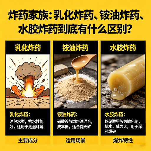 南头镇炸药家族：乳化炸药、铵油炸药、水胶炸药到底有什么区别？